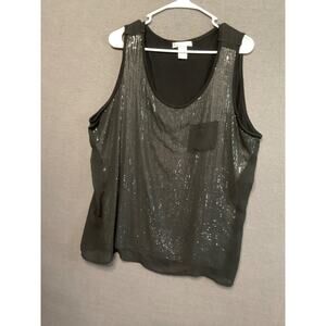 New York & Company Black Sequince Tank Top 2X Women’s Plus Sleeveless